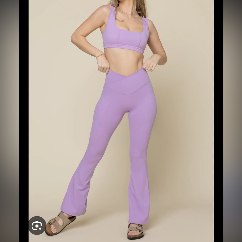 POPFLEX Crisscross Hourglass® Flared Legging Mystic Purple PETITE 29”